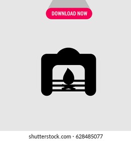Fireplace Vector Icon, The symbol of a place for domestic fire. Simple, modern flat vector illustration for mobile app, website or desktop app 