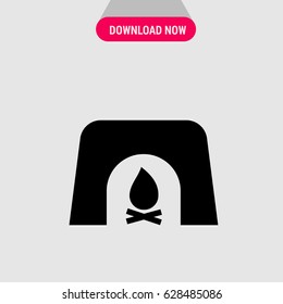 Fireplace Vector Icon, The symbol of place for domestic fire. Simple, modern flat vector illustration for mobile app, website or desktop app 