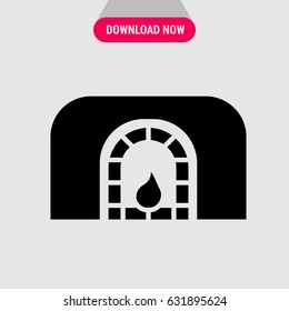 Fireplace Vector Icon, The symbol of a place for a domestic fire. Simple, modern flat vector illustration for mobile app, website or desktop app