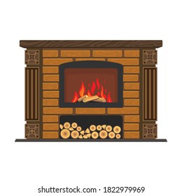 Fireplace vector icon.Cartoon vector icon isolated on white background fireplace.