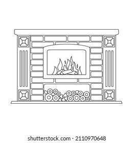Fireplace vector icon.Outline vector icon isolated on white background fireplace.