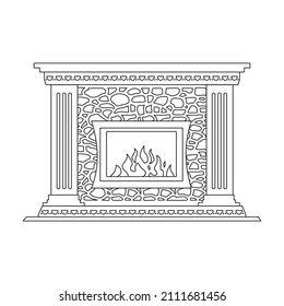 Fireplace vector icon.Outline vector icon isolated on white background fireplace.