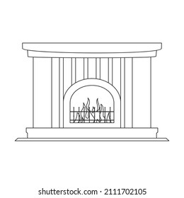 Fireplace vector icon.Outline vector icon isolated on white background fireplace.