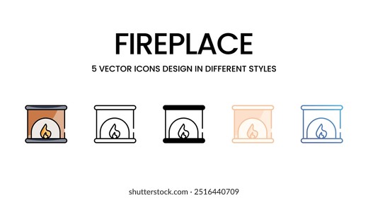 Ícones de vetor Fireplace definidos prontos para usar ilustração de vetor