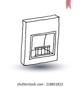 fireplace, vector illustration