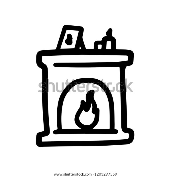 Fireplace Vector Illustration Stock Vector Royalty Free 1203297559