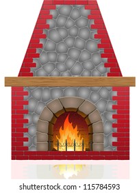 fireplace vector illustration isolated on white background