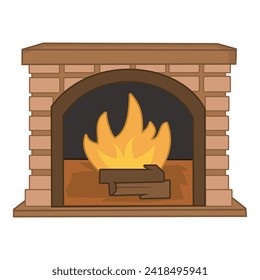 Fireplace vector illustration isolated on white background