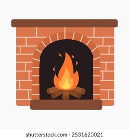 Fireplace vector illustration isolated on white background