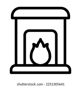 Fireplace Vector Line Icon Design