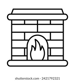 Fireplace Vector Line icon Design