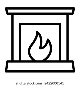 Fireplace Vector Line Icon Design