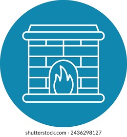 Fireplace Vector Line icon Design