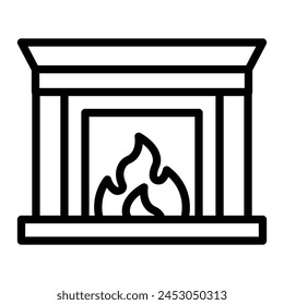 Fireplace Vector Line Icon Design