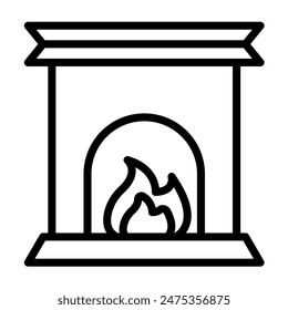 Fireplace Vector Line Icon Design