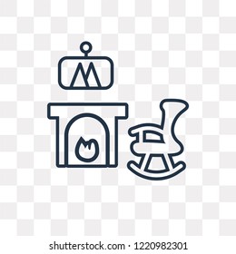 Fireplace vector outline icon isolated on transparent background, high quality linear Fireplace transparency concept can be used web and mobile