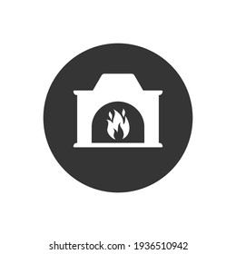 Fireplace white icon, logo on white background vector sign