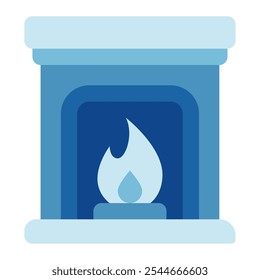 Fireplace winter vector icon illustration