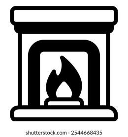 Fireplace winter vector icon illustration