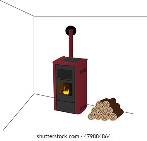 fireplace with wood