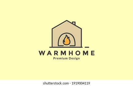 Fireplace with wood line home logo design vector icon symbol illustration