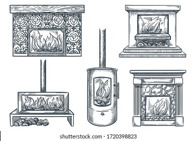 Fireplaces set  isolated