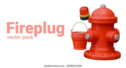 Fireplug concept. Red street hydrant with several places for connecting fire hoses