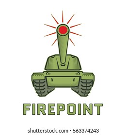 Firepoint- high quality logo for war games, defense industry, military blog, WW2 battle tank modelling etc. Stock vector logotype.