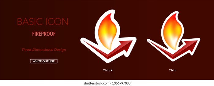 Fireproof icon with white outline. Three-dimensional design.