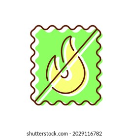 Fireproof material flat icon. Fabric feature. Textile industry. Fiber type. Color symbol. Isolated vector stock illustration