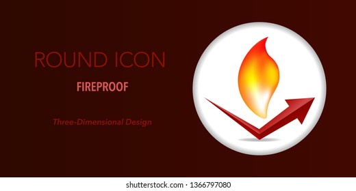 Fireproof round icon. Three-dimensional design.