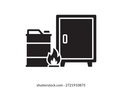 Feuerfeste sichere und entflammbare Brennstoff Fass Silhouette Symbol - Industrial Sicherheitssymbol mit sicheren und Gefahr Feuer Fass