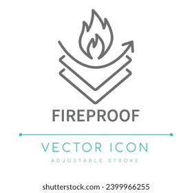 Fireproof Textile Vector Line Icon