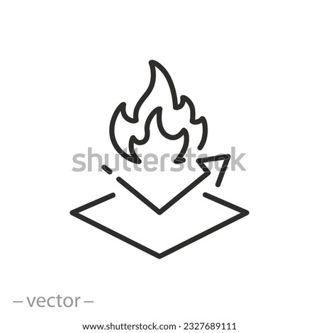 fireproofing icon, fireproof or anti thermal, flame resistant, fire insulation linear sign on white background - editable vector illustration eps10