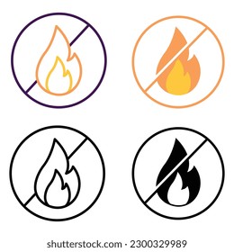 Fire-resistant materials, non-combustible substances, flame-retardant products, fire safety, non-flammable chemicals vector icon.