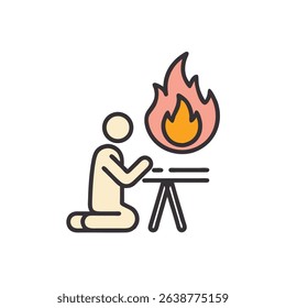 fire-ritual--havan icon vector illustration style