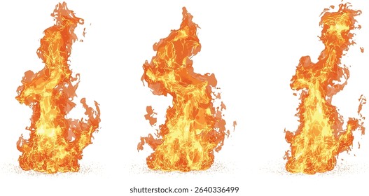 Fires burn blaze vector isolated set, flame illustration, fire, heat, burning, flame design, heatwave, wildfire, blazing flames, fire art, isolated fire images, flame artwork, heat effects