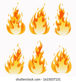  Fires image, hot flaming ignition, flammable blaze heat explosion danger flames energy. Vector illustration EPS10