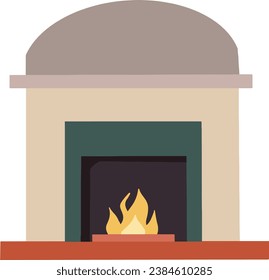Fireside Serenity Flat Design Fireplace Illustrations