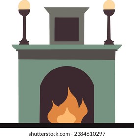Fireside Serenity Flat Design Fireplace Illustrations