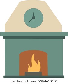 Fireside Serenity Flat Design Fireplace Illustrations