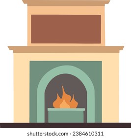 Fireside Serenity Flat Design Fireplace Illustrations