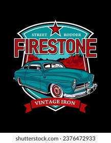 Firestone Vintage Iron. Vintage Vehicle Vector Style.