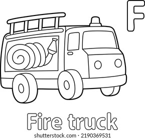 Firetruck Alphabet Abc Coloring Page F Stock Vector (Royalty Free ...