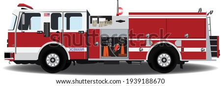 Firetruck car vector illustration, EPS 10