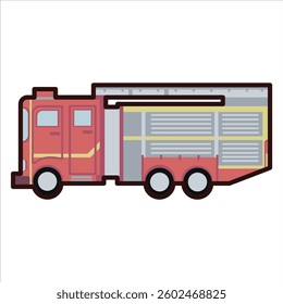 Firetruck Emergency Fire Engine Modern, Editable Vector Colored Illustration For Transportation and Vehicle Design