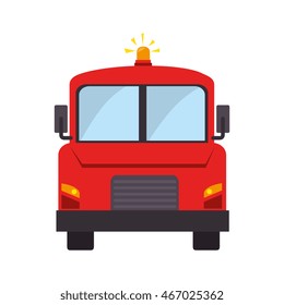 firetruck front car camion fireman rescue hose button ladder vector graphic isolated illustration
