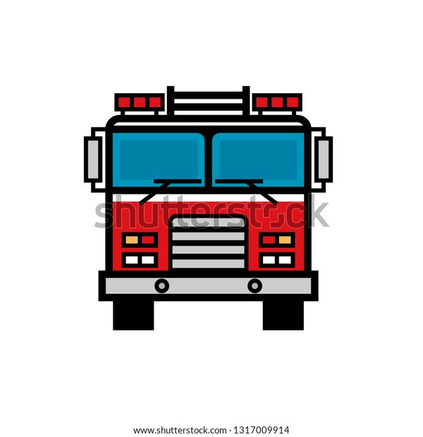 Firetruck Front View Filled Outline Icon Stock Vector (Royalty Free ...