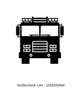 Firetruck front view silhouette icon. Clipart image isolated on white background