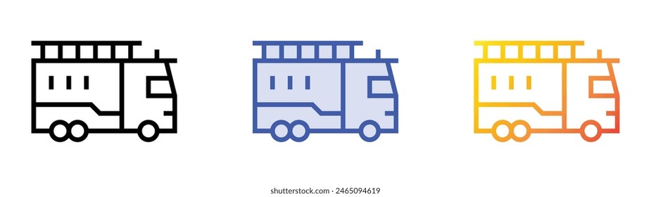 firetruck icon. Linear, Blue Fill and Gradient Style Design Isolated On White Background